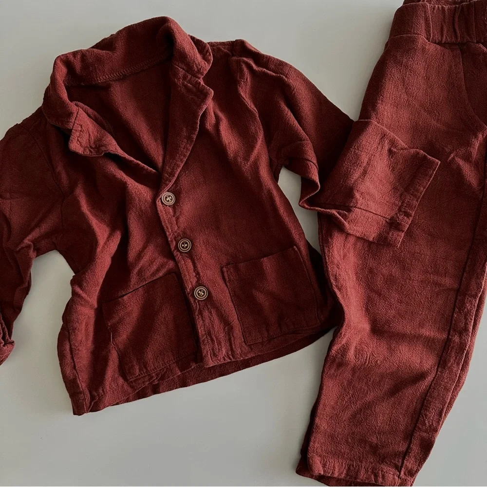 Toddler Rust Colored Long Woven Set Size 2T